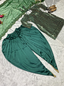 Tenue traditionnelle indienne pour femmes PinkCityBlocks, Salwar Kameez, pantalon style Dhoti, costume pakistanais, Eid Ramzan, hiver, été - Product Image 3