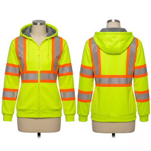 Sweat à capuche de travail en polaire softshell 320 GSM pour hommes et femmes, panneau réfléchissant orange, broderie personnalisée, sécurité - Product Image 4