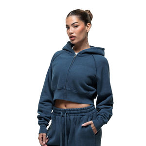 เสื้อฮู้ดดี้ผู้หญิงผ้าฟลีซคอตตอนขนาดใหญ่พิเศษ แบบมีซับในกันหนาว ป้องกันขนร่วง ทรงหลวม ไหล่ตก น้ำหนักมาก รับผลิตตามสั่งขายส่ง - Product Image 1