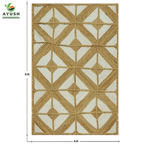 Tapis noir en coton et fibres de jute fait à la main avec des options personnalisées tapis moderne beige pour la maison - Product Image 4