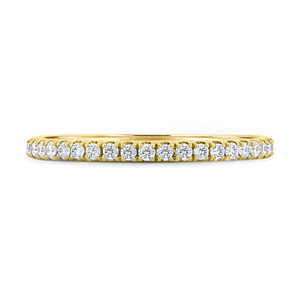 Ensemble demi-pavé à la mode belle bague de mariage ronde en diamant Moissanite taille brillante en or jaune bague en gros cadeau pour elle - Product Image 1