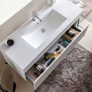Mobile Bagno Moderno da 120 cm con Lavabo e Specchio Shanghai, Set in Legno Bianco - Product Image 6