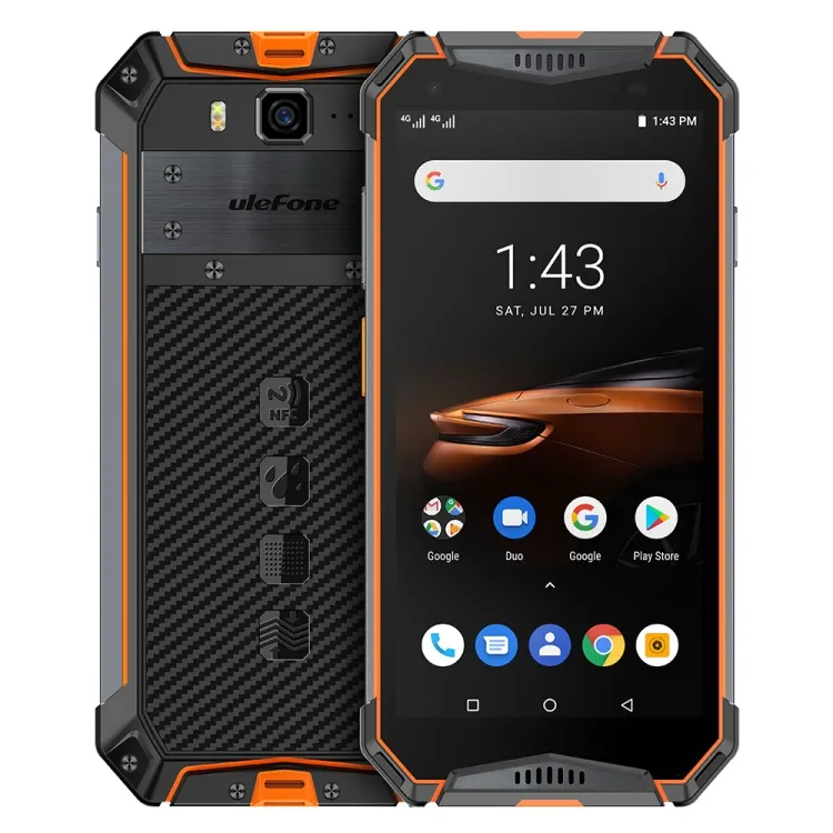 Ulefone Armor 3W Waterproof Rugged Mobile Phones IP68 IP69K Android 9.0 Helio P70 6GB+64GB NFC Global Version 4G-LTE Smartphone