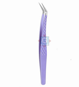 Pinzas para pestañas con punta de fibra herméticamente cerrada Pinzas de extensión de pestañas de acero inoxidable con agarre de fibra - Product Image 5