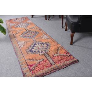 Alfombra clásica de retazos naranja púrpura 2,7X10,1 pies alfombra de algodón orgánico para sala de estar respaldo de látex para espacio rectangular de pasillo - Product Image 1