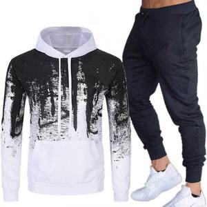 Chándales de lana de alta calidad personalizados para hombres Deportes Atlético Cremallera Sudadera con capucha Pantalones de jogging Ropa deportiva de dos piezas de gran tamaño - Product Image 1