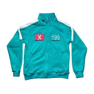 Nouveau survêtement en molleton de coton vert pour homme, 2 pièces, avec t-shirt : patchs numérotés amovibles, costume de cosplay unisexe, tenue de course - Product Image 4