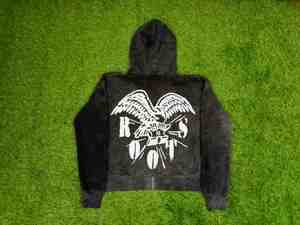 Applique de haute qualité en détresse broderie Patch Vintage soleil fané lourd 600gsm pierre lavé à l'acide fermeture éclair à capuche - Product Image 4