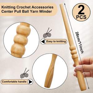 แกนหมุนเส้นด้ายไม้แบบว่องไวบนโต๊ะพร้อมลูกบอล2ชิ้นสำหรับอุปกรณ์ถักสำหรับงานศิลปะงานฝีมือ - Product Image 3