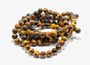 Cuentas de ojo de tigre indio negro amarillo de 8mm de grado AAA, piedra preciosa redonda Natural de 48/15 pulgadas - Product Image 2