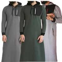 Robes Maxi à Capuche Décontractées pour Hommes OEM ODM Thobe Pour Hommes Fermeture Éclair Style Moyen-Orient Dubaï Robes pour Hommes Musulmans au Prix de Gros