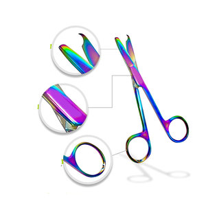 Ensemble de ciseaux hémostatiques en acier inoxydable revêtu de titane multicolores, instruments chirurgicaux manuels certifiés MOL, utilisation en chirurgie générale - Product Image 5