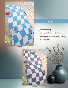 ผ้าขนหนูชายหาด DAFNI BIG PAZAR สีม่วง ลายก้างปลา พิมพ์ลาย ผ้าเทอร์รี่ ผ้าฝ้าย ซักได้ พร้อมพู่สีขาว น้ำหนักปานกลาง HDPE - Product Image 1