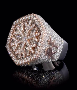 High Quality 925 Sterling Silver Rose Gold Plated <b>Iced</b> Moissanite Baguette <b>Ring</b> Custom Hip Hop Wedding Party Engagement Band - Product Image 1