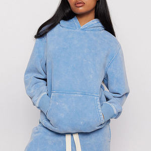 Ligero mejor venta en línea mujeres ácido lavado sudaderas Streetwear logotipo personalizado manga larga Sudadera con capucha para las mujeres - Product Image 1