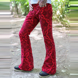 Service OEM, concevez vos propres pantalons évasés à devant plat imprimés pour hommes, prix bas, toile de haute qualité, anti-froissement, poids lourd - Product Image 1
