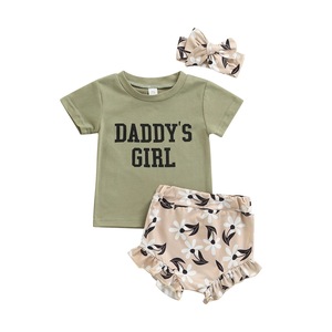Set <span class=keywords><strong>di</strong></span> abbigliamento estivo Casual da due pezzi con stampa floreale in cotone per bambine - Product Image 1