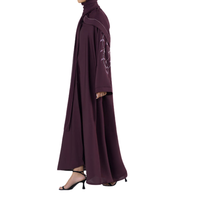 Offre Spéciale : Abaya Élégante de Dubaï pour Femme – Respirante, Séchage Rapide, Légère, Broderie Florale, Col en V, Longueur Ras du Sol, Manches Longues, Grandes Tailles