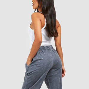 Pantalones Deportivos para Mujer, Lavado Ácido, 100% Algodón Orgánico, Desteñidos al Sol, con Bolsillos Laterales, Venta al Por Mayor de Fábrica 2025 - Product Image 5