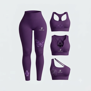 Conjunto de Yoga de Primera Calidad, Ropa Deportiva, Precio al por Mayor, Proveedor Directo de Fábrica, Conjunto de Yoga Elástico en Cuatro Direcciones, Cintura Alta - Product Image 1