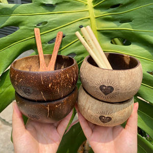 Juego de cuencos y cucharas de cáscara de coco con logotipo personalizado al por mayor, cuenco de cáscara de coco pulido para regalos de empresa - Product Image 6