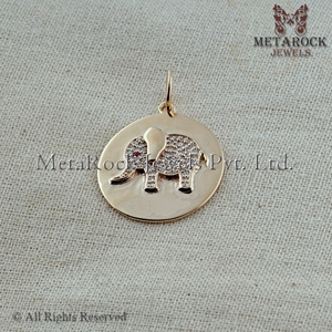 Colgante de elefante de cultura india tradicional, oro amarillo de 14K, venta al por mayor, piedra de corte de Rubí, pavé de diamante, fabricante - Product Image 5