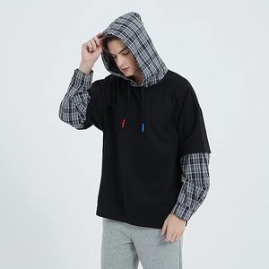 Sweat à capuche brodé de haute qualité pour homme, style color block, coupe classique, streetwear décontracté - Product Image 5