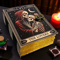 Carnet de notes en cuir fait main à couverture rigide, 400 pages imprimées, motif 'Les Amoureux' et 'Les Ombres', carnet de croquis et de sorts, cadeau de remise de diplôme et d'Halloween