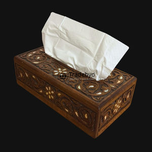 Modern Premium Quality Wooden Carved <b>Floral</b> Pattern Engraved Tissue <b>Box</b> Stylish Tabletop Holder for Home and Office Tradebyd - Product Image 2