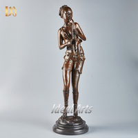 Idéal Arts Antique Oeuvre Petit Laiton Bronze Jazz Musicien Statue Saxophone Joueur Sculpture pour Hôtel Bar Jardin Décor