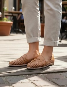 Mocassins plats pour femmes en cuir tressé, à bout fermé, légers, respirants, antidérapants, avec semelle en plastique, chaussures décontractées pour la ville - Product Image 3