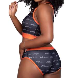 Script Two Piece Swimsuit Women Bikini Set Printed Top Bottom Stretch Fit Swimwear Beach Holiday Style - Product Image 6