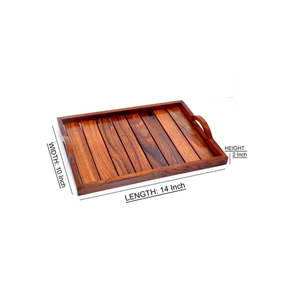 Plateau en bois de manguier de haute qualité avec poignée en métal Plateau de service en bois élégant parfait pour le petit déjeuner, le déjeuner, le dîner, la décoration - Product Image 3