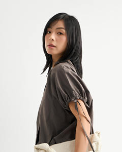 Camiseta de Manga Corta Informal de Alta Calidad para Mujer, 100% Algodón, Color Sólido, Cuello Redondo, Largo Recortado, Secado Rápido, Transpirable para Verano - Product Image 6