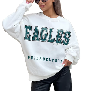 Philadelphie pour les aigles école esprit d'équipe à manches longues éponge polaire sweat à col rond hiver graphique sweat - Product Image 1