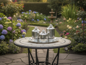 Round Stainless Steel Silver <b>Canister</b> <b>Set</b> Serving Pumpkin Tray Eco-Friendly Europe Style Handcrafted Multi-Purpose Food Storage - Product Image 3