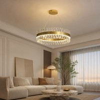 Lustre moderne en cristal, luminaire suspendu en fer et verre, blanc chaud pour salon
