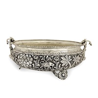 Nouvel Arrivage Bol décoratif Urli en Argent allemand gravé à la main, Artisanat indien, Centre de table moderne pour la décoration intérieure, Finition moulée