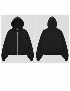 <b>Plain</b> <b>Black</b> Full Zip <b>Hoodie</b> Men's Women's Oversized Loose Fit Hooded Sweatshirt Streetwear Basics - Product Image 6