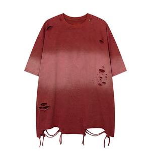 Haute qualité personnalisé hommes dégradé couleur lavage à l'acide surdimensionné en détresse t-shirt 100% coton blanc lavé Style Vintage - Product Image 5