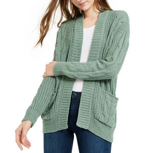 Cardigan Lungo Verde in Ciniglia per Ragazze Ultra Flirt, Taglia Media, Ricamato con Motivo Stampato in Misto Cashmere per Autunno Inverno - Product Image 1