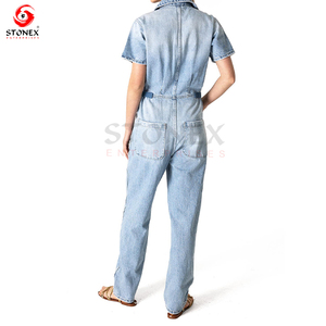 2023 à la mode femmes Denim combinaison combinaison Vintage boutonné pantalon conception personnalisée femmes barboteuses - Product Image 2