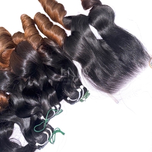 Extensiones de Cabello Humano Vietnamita Ombre de la Más Alta Calidad, Precio Especial, Cabello Virgen Ondulado, Set de Paquetes con Cierre 2026 - Product Image 1