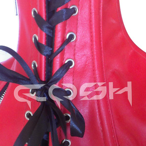 Collar de Cuero Rojo con Cuello Alto Tipo Corsé - Product Image 4