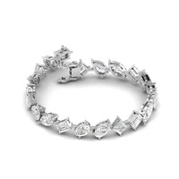 Bracelet tennis en diamants multi-formes certifiés IGI en argent sterling 925 massif