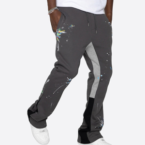 Diseño personalizado 2024 Streetwear Joggers sueltos apilados Flare Fit pantalones de chándal hombres pantalones de chándal acampanados - Product Image 4