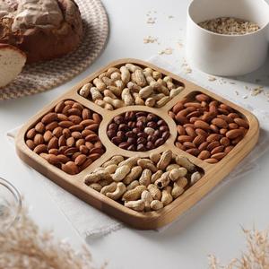 Bandeja para servir de madera maciza de nogal, diseño moderno, pulida, creativa, apilable, caja de frutos secos/plato de nueces lacado seguro para fiestas - Product Image 2