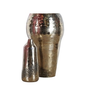 Most Online Selling Vessel Nickel Finishing Aluminium Flower <b>Vase</b> <b>Set</b> of Two Two Tone Finishing Handcrafted Metal Flower <b>Vase</b> - Product Image 3