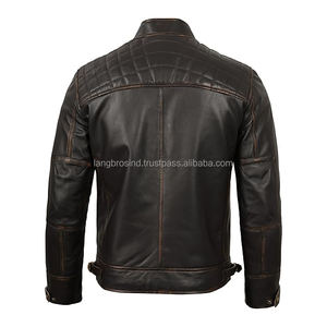 แจ็กเก็ตหนังวัวแท้สำหรับผู้ชายคุณภาพสูงสำหรับขี่มอเตอร์ไซค์หุ้มเกราะป้องกันลมระบายอากาศได้ดี - Product Image 2