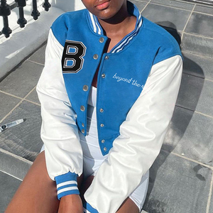 Fabricant OEM Logo personnalisé Bomber court Varsity Jacket Femmes Chenille Broderie École Imprimer StreetWear Laine Automne - Product Image 6